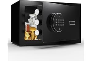 Emasme Safe, 0.5 Cubic Feet Small Safe Box with Electronic Digital Keypad, Steel Security Safe Lock Box with Sensor Light for Office Hotel Personal Use, 7.87"H x 12.2"W x 7.87"D