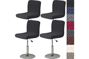 HFCNMY Bar Stool Covers with Backs,4 Pack Stretch Bar Stool Chair Covers,Jacquard Bar Stool Covers,Washable Bar Chair Covers Swivel Barstool Covers Slipcovers with Back Black