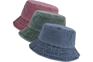 kozinu Washed Cotton Bucket Hats Packable Summer Outdoor Cap Travel Beach Sun Hat Plain Colors for Men Women
