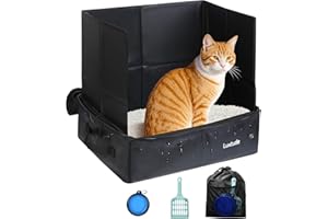 Luxtude Travel Litter Box for Cats with High Side, Collapsible/Portable with Carrying Bag, No Odor and Waterproof for Car, Road Trip, Hotel Room