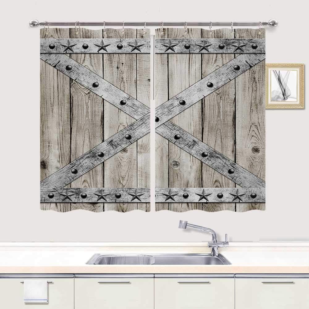 Country Curtains for Kitchen Window Drapes Treatment, Rustic Barn Star