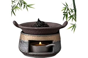 Cedar and Zen Aromatherapy Burner, Ceramic Tea Stove Warmer Set, Ceramic Aromatherapy Stove Essential Oil, Handmade Zen Incen