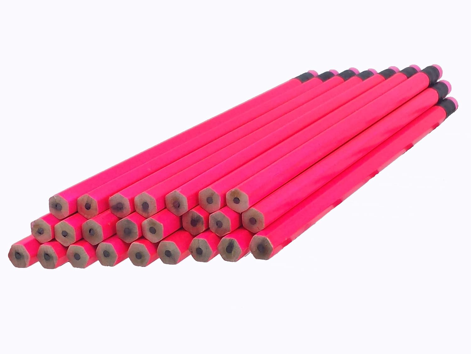 Amazon Ezpencils ネオンピンクバレル 六角形鉛筆 ネオンピンク消しゴムとブラックフェルール付き 36個入り 汚れ防止消しゴム 2 Hb芯 削りなし ノーブランド品 鉛筆 文房具 オフィス用品