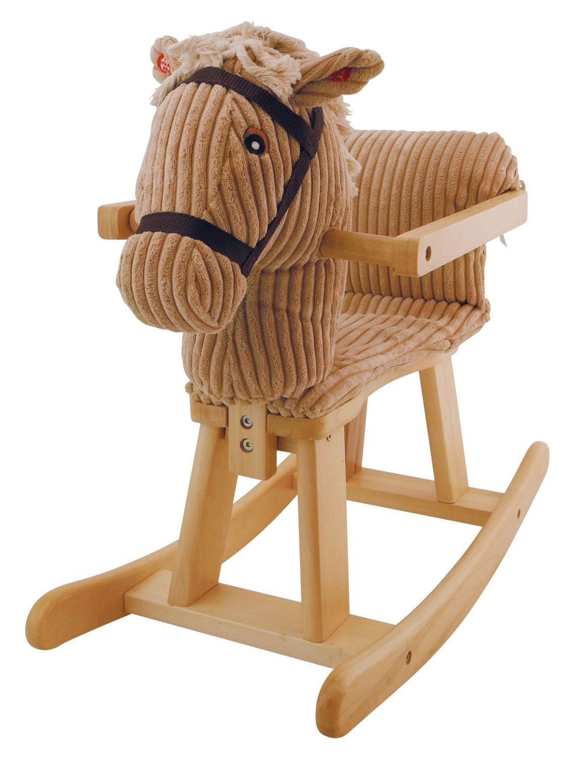 Bieco 74000512 Rocking Horse Leo, Brown, Children's Rocking Chair, Wooden Frame, Plush Swing for Babies and Toddlers, 62 x 28 x 52 cm