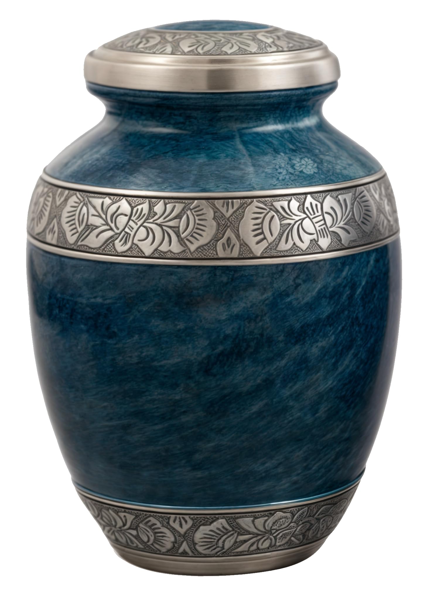 Royal Rapture Urn for ashes Jar Cremation Funeral Memorial Love Urns decorative Aluminium Adult Human Child (Blue 10" Large) RJM02-01