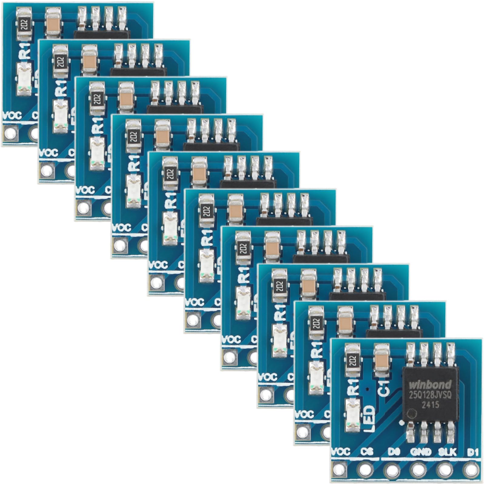 MusRock 10pcs W25Q128 128Mbit NOR Flash Memory Module SPI Interface IC Chip