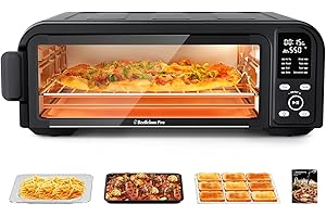 BEELICIOUS PRO Beelicous Pro 19QT Digital 8-in-1 Air Fryer Toaster Oven, 550°F Flavor-Lock Tech, Flip Up & Away Capability, 40+ Recipes, Airfryer Countertop Oven Combo, 4 Accessories, Fit 13" Pizza, Black