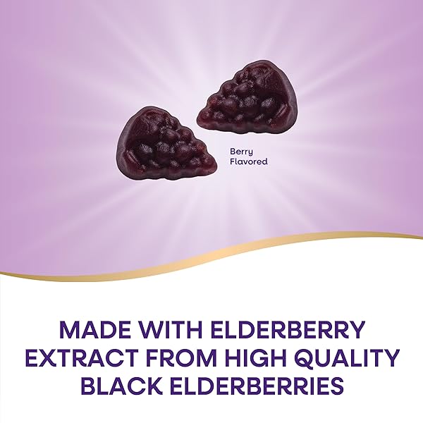 NATURE’S WAY SAMBUCUS ELDERBERRY IMMUNE GUMMIES, DAILY IMMUNE SUPPORT FOR KIDS AND ADULTS*, WITH VITAMIN C, VITAMIN D3, ZINC, GLUTEN FREE, VEGETARIAN, 60 GUMMIES (PACKAGING MAY VARY)