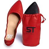 Silky Toes Womens Foldable Flat Ballet Shoes Casual Business Flats for Women (Red, US Footwear Size System, Adult, Women, Numeric, Medium, 7)
