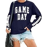 Women Game Day Sweatshirt Football Fan Game Day Shirt Letter Print Long Sleeve Casual Top