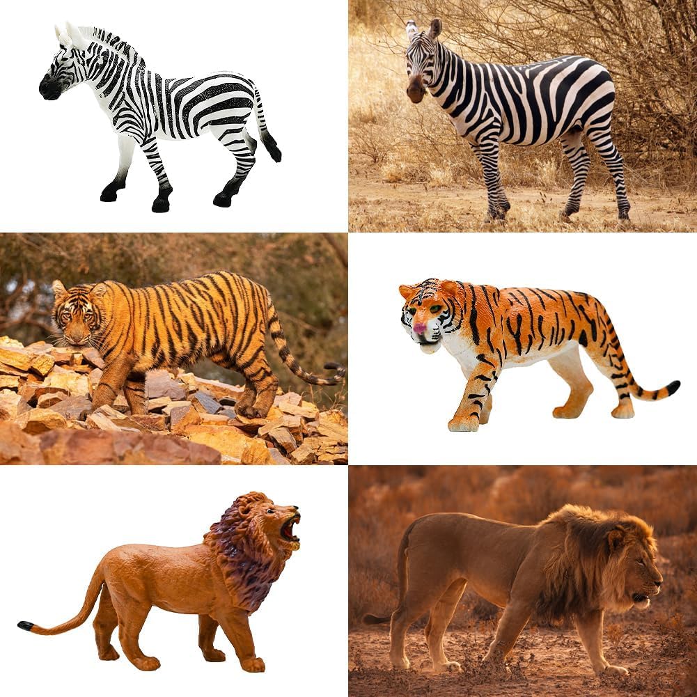 BOLZRA Safari Animals Figures Toys, Realistic Wild Zoo Animal Figurines, Plastic African Jungle Animals Playset for Kids Toddlers, 21Pcs Birthday Gifts Christmas Stocking Stuffers