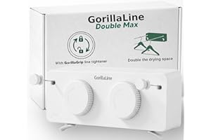 GorillaLine Max - Retractable Clothesline Indoor Outdoor Clothes Line - Heavy Duty Clothes Drying Laundry Line - Wall Mounted Drying Rack - Air Dry Clothing - Max Tighten with GorillaGrip