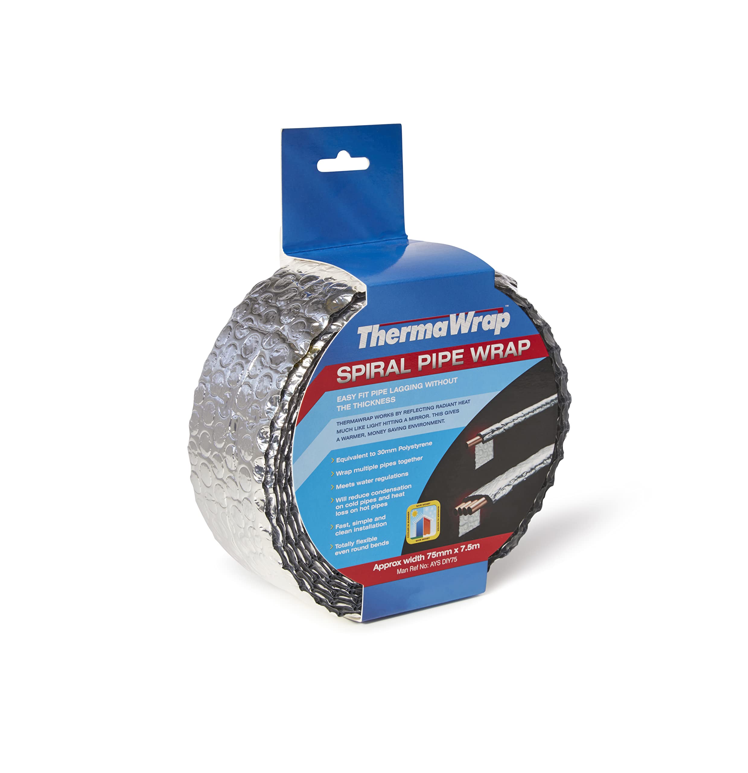 YBS Insulation 5060078160018 TW SPW 75 X 7.5 Aluminium Foil Insulation, Metalic