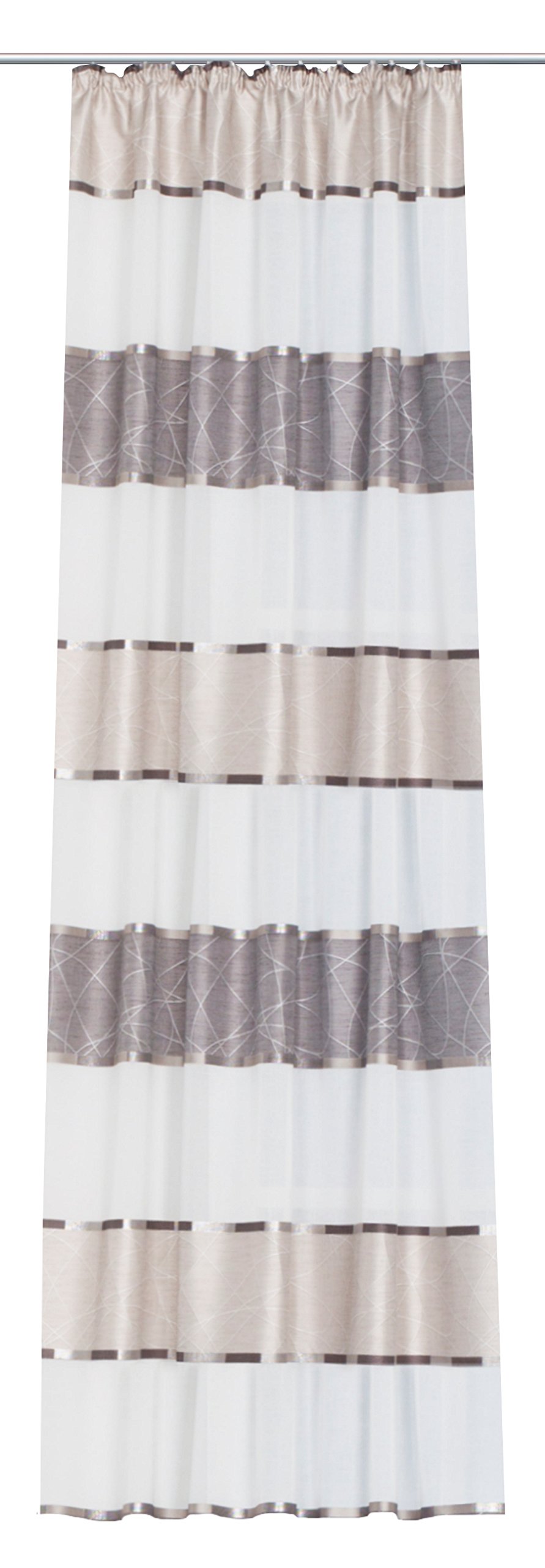 Home Fashion Polyester Stone Loop-Top Curtain Horizontal Stripes 245 x 140 cm