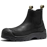 ROCKROOSTER Men's Slip On Work Boots, 6" Composite toe Chelsea Work Boots Chelsea Lightweight Boots, Comfortable, Arch Support, Medium Width, ASTM F2413-18 Electrical Hazard EH,AK664 AK664BK
