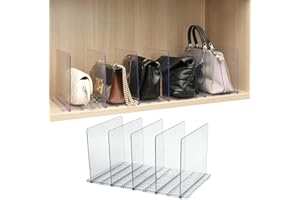 LARENNT Purse Organizer for Closet - Adjustable Acrylic Shelf Dividers for Closet Organization- Clothes Purse Bag Handbag Organizer for Home Kitchen Bedroom Bathroom (5 PCS)