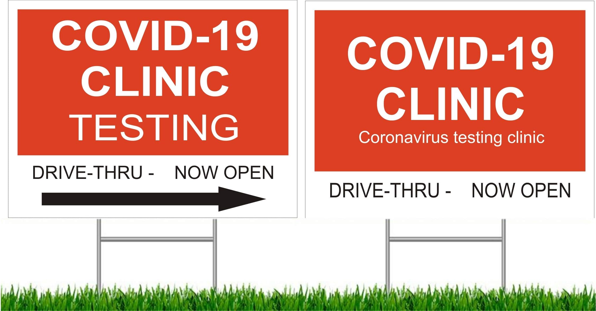 2 Pack COVID-19 Signs CORONAVIRUS Testing Yard Signs Directional