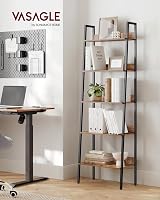 VASAGLE 4-Tier Ladder Shelf Narrow Bookshelf Brown and Ink Black LLS054X01 view 2