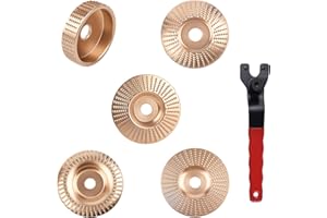 BAYTORY 6-Piece Wood Carving Disc with Universal Grinder Wrench Set, for 4" or 4-1/2" Angle Grinder Attachments with 5/8" Arbor, Grinding Shaping Sculpting Disc for Wood