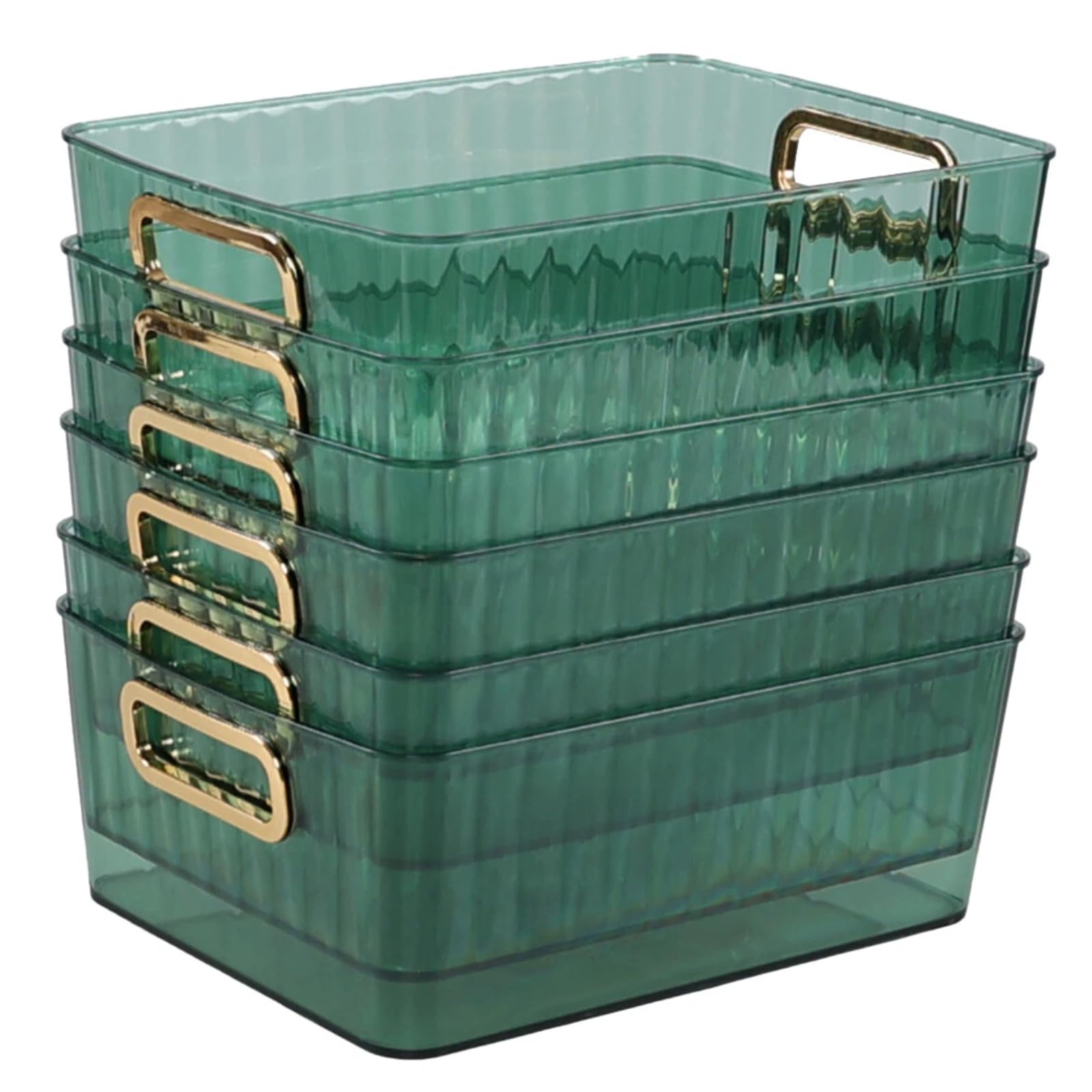 Oymlclivisa 6 Pack Plastic Clear Storage Basket Bins, Cosmetic Storage Bin, Green