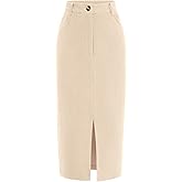 PRETTYGARDEN Corduroy Skirt Women Fall Fashion 2026 High Waisted Pencil Midi Skirts Business Casual Work Office Winter Outfit