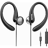 PHILIPS Over The Ear Earbuds, Flexible Wrap Around Earbuds, Around Ear Headphones with Mic Behind The Ear Headphones, Perfect for Sports, Running, Exercise, Gym (Black)