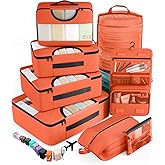 Veken 8 Set Packing Cubes for Travel Essentials, Suitcase Organizer Bags in 4 Sizes, Carry-On Luggage Accessories with Large Laundry & Hanging Toiletry Bag, Must-Have for Airplane, Road Trip & Camping