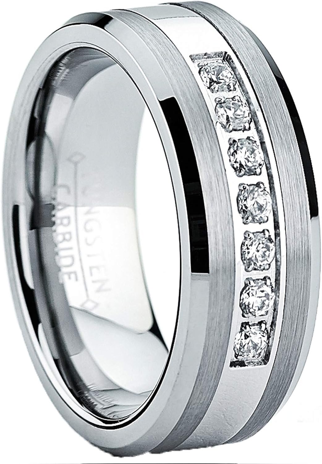 Metal Masters Co. Tungsten Carbide Men's Engagement Wedding Band Ring with Stainless Steel