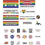28 Pcs Original Funny Gay LGBT Prank Bumper Stickers for Truck,Cars,Vehicle or Luggage - I'm So Gay I Can't Even Drive Straig