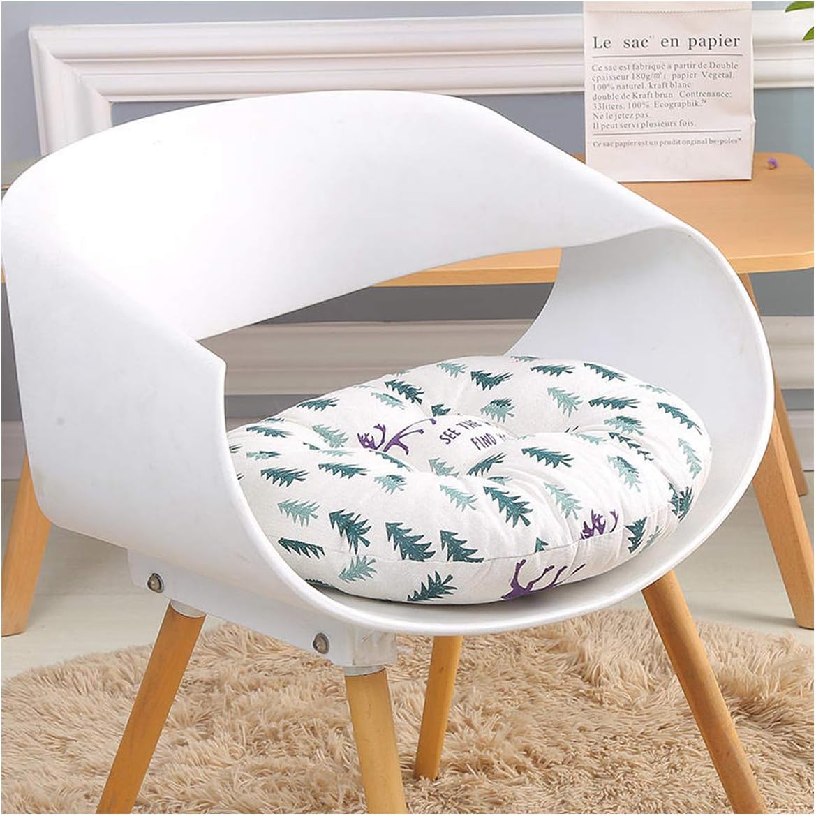QKKstore Office Sitting Cushion Printed Seat Pad for Dining Chair Comfortable Chair Back Seat Cushion Round Tatami Cushion Home Decor Mat,Jungle Fawn,45X45Cm