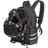 JLDTOP Motorcycle Helmet Backpack Waterproof Oxford Motorcycle Backpack with Helmet Holder Reflective Strips USB Charging Port Large Capacity 20L Motorcycle Bag for Men Women Riding Commuting Travel