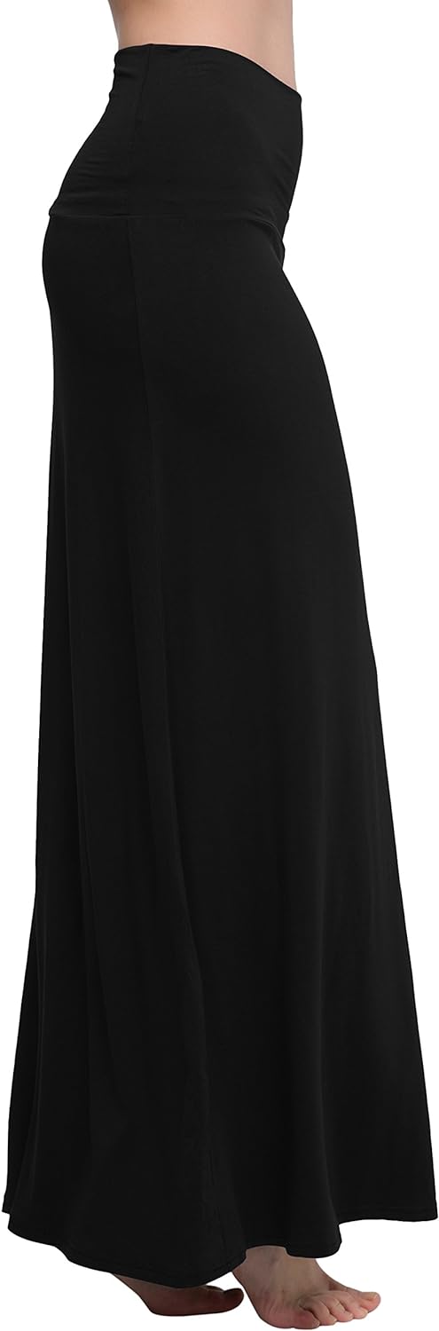 Urban CoCo Women's Stylish Spandex Comfy Fold-Over Flare Long Maxi Skirt at  Women’s Clothing store