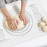 Nauvora Extra Large Silicone Pastry Mat 24" - Non-Slip Liquid Silicone Baking Sheet with Measurements Anti-Spill Edge - Food