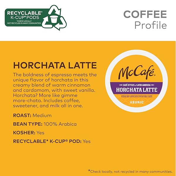 MCCAFE CAFE STYLES OF LATIN AMERICA HORCHATA LATTE, KEURIG SINGLE SERVE K-CUP COFFEE PODS, 20 COUNT (PACK OF 1)
