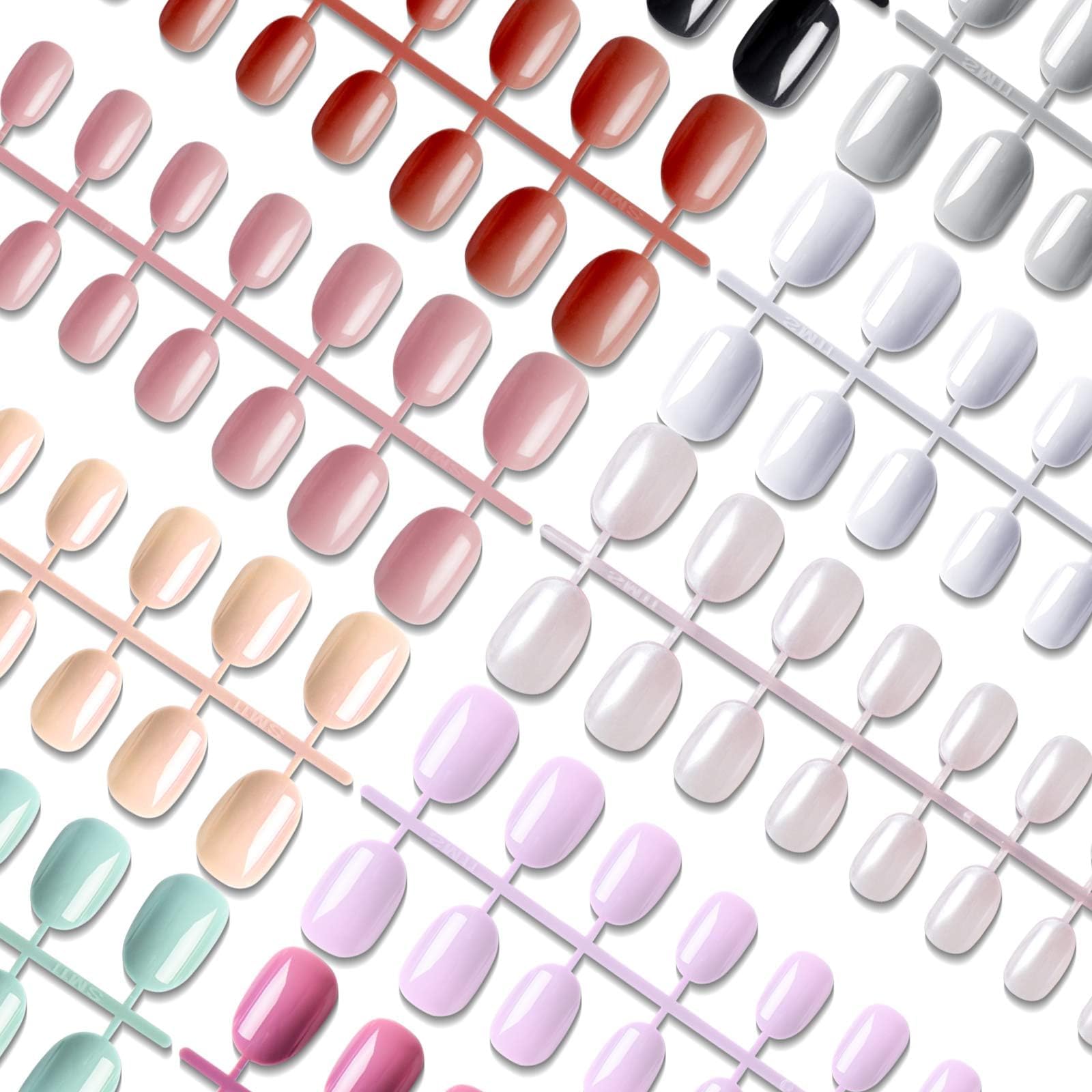 EBANKU 960pcs Short Colorful False Nails for Women Oval Press on Nails Glossy Acrylic Full Cover Artificial Fake Nail Tips with Nail File Nail Stick - Image 8