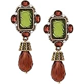 OJERRY Byzantine Baroque Medieval Victorian Statement Irregular Green Brown Pendant Dangle Earrings Costume Jewelry Accessories Outfit Romantic Cool Gifts for Her Women Dangling in Their 30s