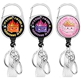 Gctriki 3 Pack Dumpster on Fire Badge Reel Retractable Heavy Duty with 360° Swivel Carabiner Clip, Funny ID Badge Holder Retractable, Nurse Teacher ID Card Holder Keychain Name Clip