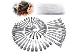 HiJeaton 60Pcs Metal Duck Billed Hair Clips for Women Styling Sectioning, Silver Hair Pins for Long Hair, Alligator Curl Loc Clips for Thick Hair Roller, Salon, Bows DIY