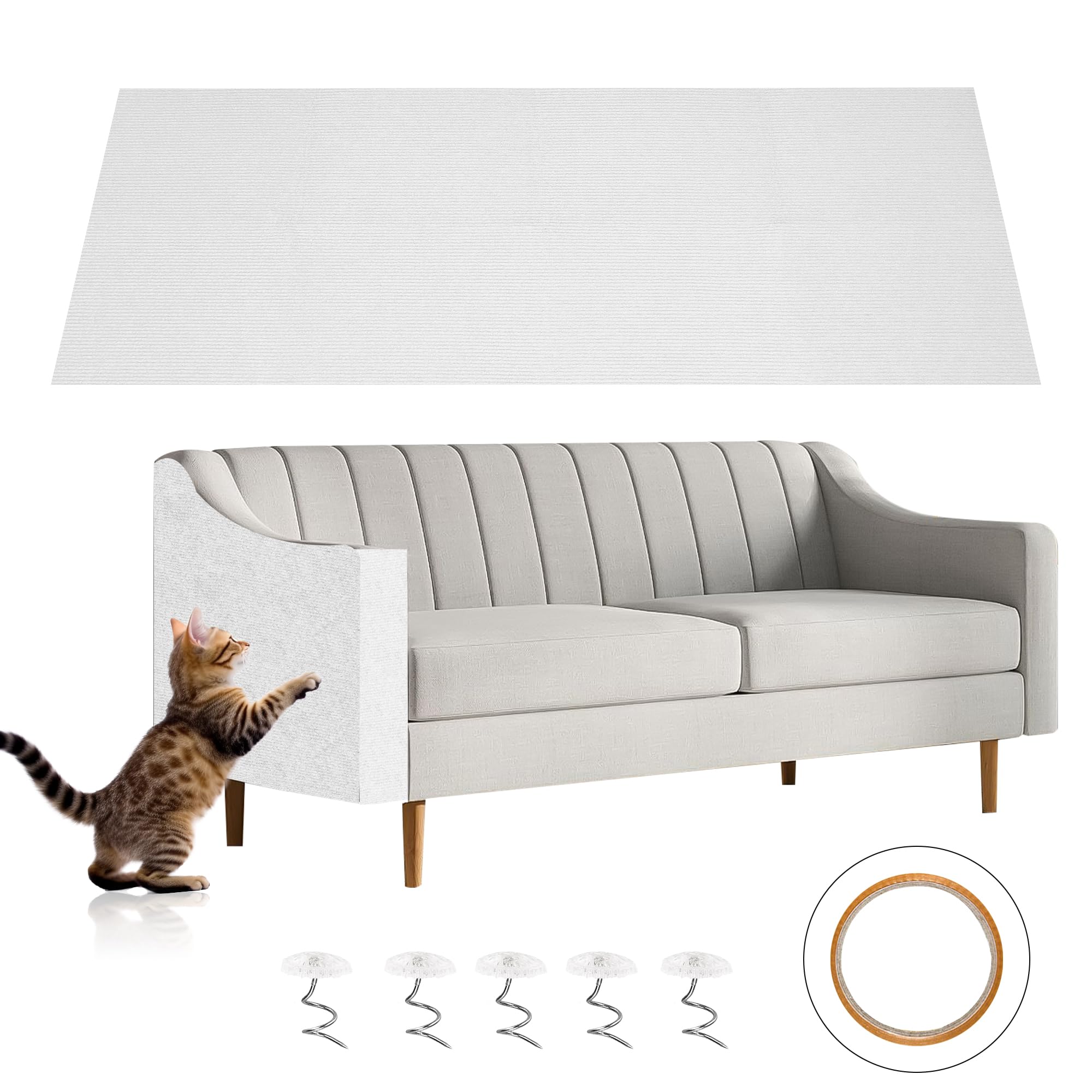 Photo 1 of Cat Scratchers, DIY Multi-Scene Use Cat Scratch Mat, Can Be Used As a Cat Nail Clipper for Natural Nail Grinding,Protects Sofa and Furniture, Includes Tape and Screws. (39.4"x15.8")(Off-White)