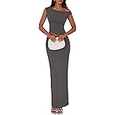 PRETTYGARDEN Skirt Sets Women 2 Piece Outfits Summer 2025 One Shoulder Sexy Ruched Bodycon Maxi Long Skirts