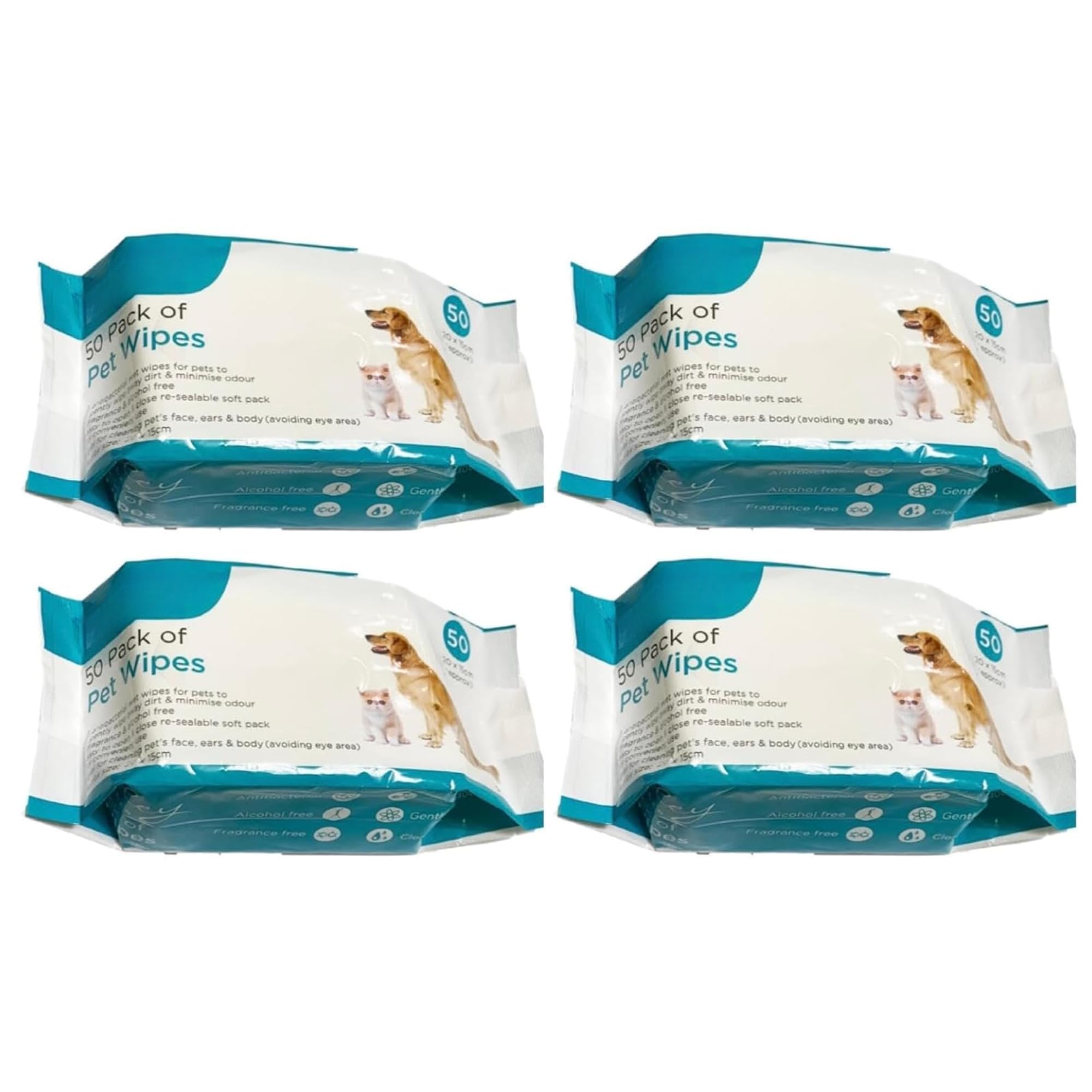 ADEPTNA Pack of 200 All-Purpose Antibacterial Pet Wipes – Alcohol-Free, Deodorizing, Wet & Moist Cleaning Wipes for Dogs and Cats, Ideal for Paws, Ears & Daily Grooming