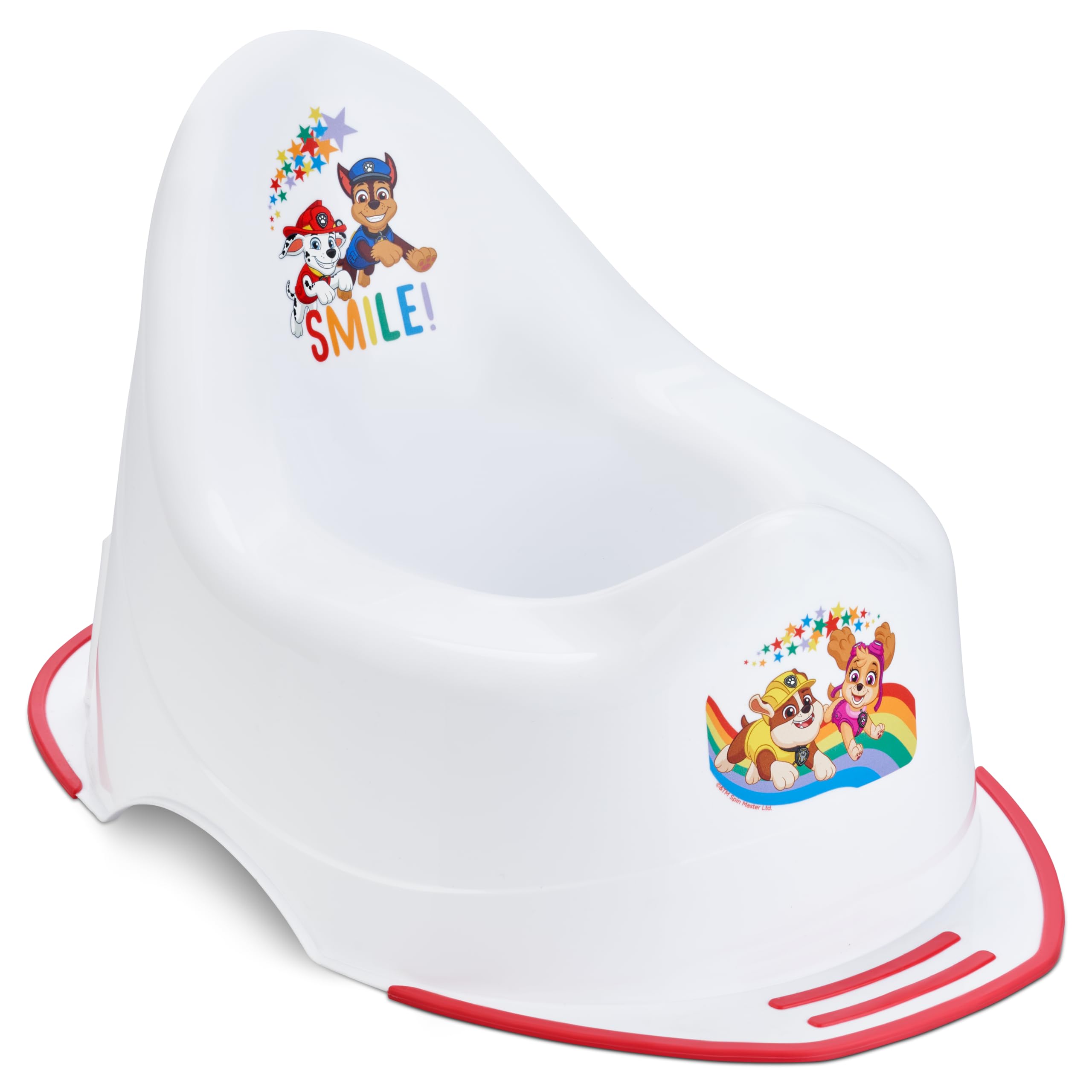 Paw Patrol Potty High‑Back Toddler Potty with Handles, Non‑Slip & Front Splash Guard, Lightweight & Easy Clean Hygienic Plastic, Portable, for Ages 18M+, Max Weight 40kg