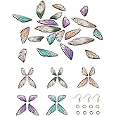 FASHEWELRY 20Pcs Resin Butterfly Wings Charms Fairy Wings Earring Charms Dragonfly Wings Pendants with 70Pcs Earring Hooks & Jump Rings for Crafts Jewelry Making