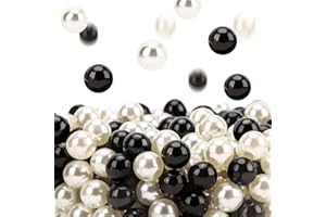 Suream 1300PCS Ivory and Black Makeup Brush Beads with Luster, 8mm/0.31inch Round No Hole Faux Vase Filler Pearls for Table Scatter, Wedding Centerpiece, Craft, Jewelry Making, Christmas, Home Decor