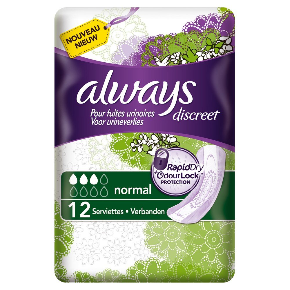 Always Discreet 12 Normal Pads for Incontinence and Bladder Control