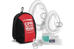 Primacare RS-6848 First Aid CPR Mask Combo Kit for Adult and Infant – Emergency Resuscitator Set with 2 Valves, Vinyl Gloves, Alcohol Prep Pads & Carrying Case Included