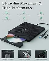 PeroBuno External CD/DVD Drive USB 3.0 Type-C Ultra-Slim 0.5in Portable view 8