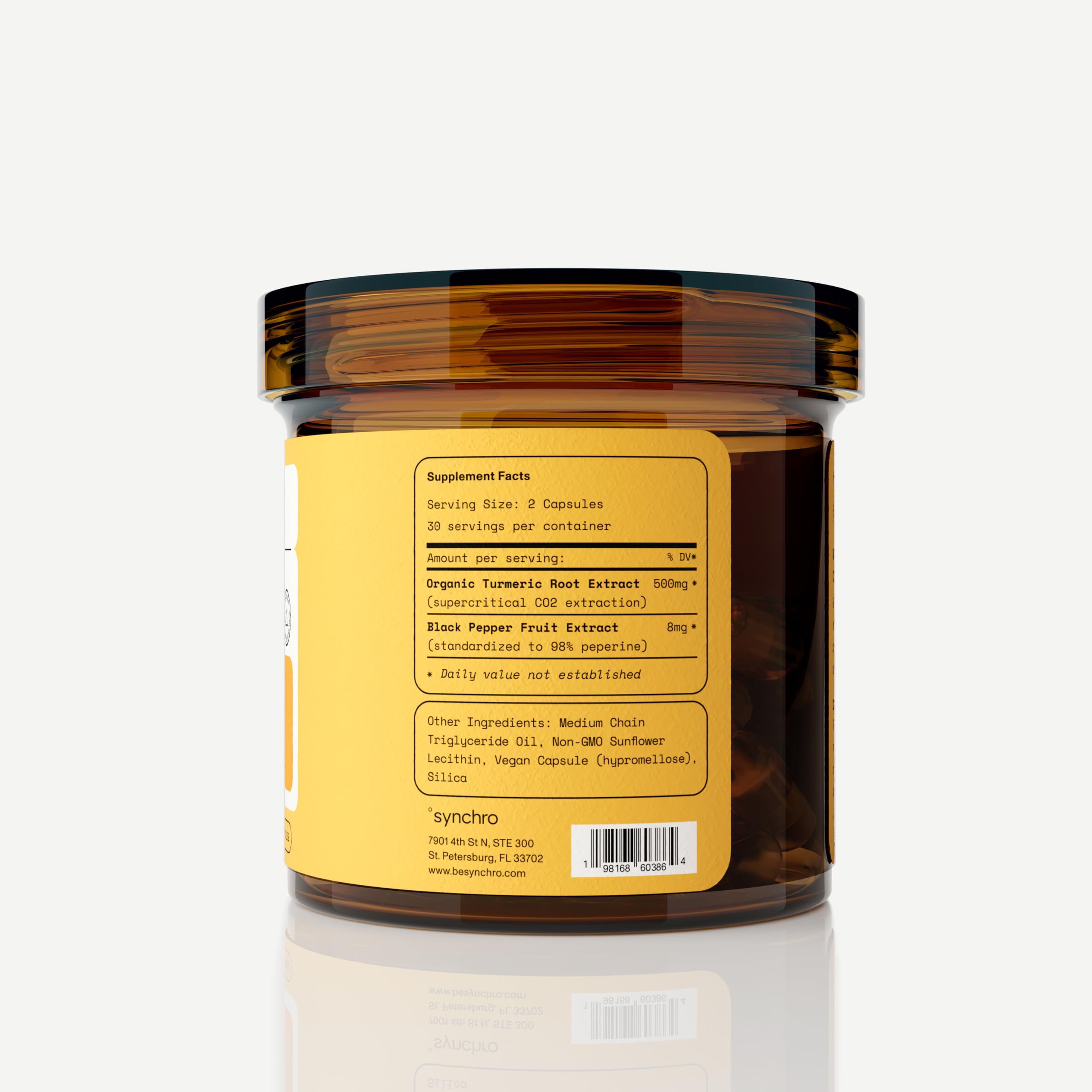 Synchro Gold Medical-Grade Liposomal Turmeric | 60ct Capsules | Whole-Plant Extract, Nano-Encapsulation Delivery | Curcumin Black Pepper Piperine Supplement