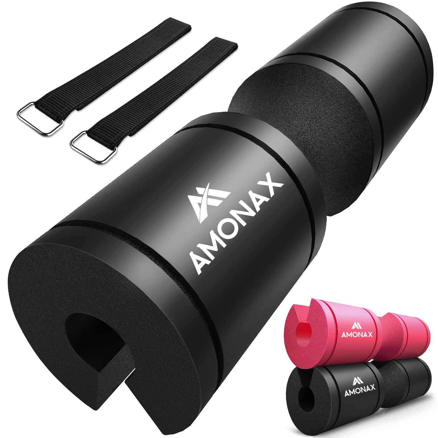 Amonax Hip Thrust Bar Pad, Thick Foam Barbell Cushion with Secure Velcro Straps, Heavy Duty Targeted Protection for Glute Workouts, Gym Essentials Fitness Accessory for Weight Training and Squat Rack