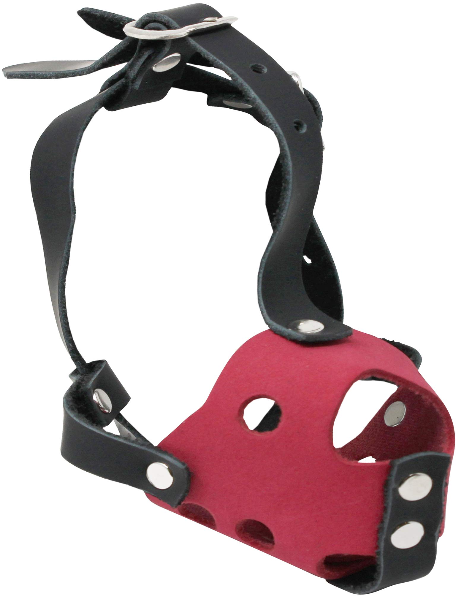 Soft Genuine Leather Dog Cage Basket Muzzle Two-Tone for XXSmall XSmall Breeds and Puppies (Snout Circumf 4.5"; Snout Length 1.25")